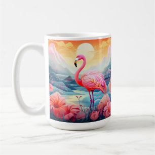 Mug Flamant Tropical avec Fleurs