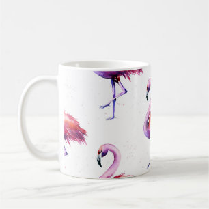 Mug Flamants roses avec éclaboussures : motif aquarell