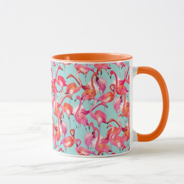 Mug Flamants roses d'aquarelle recueillis (Droite)