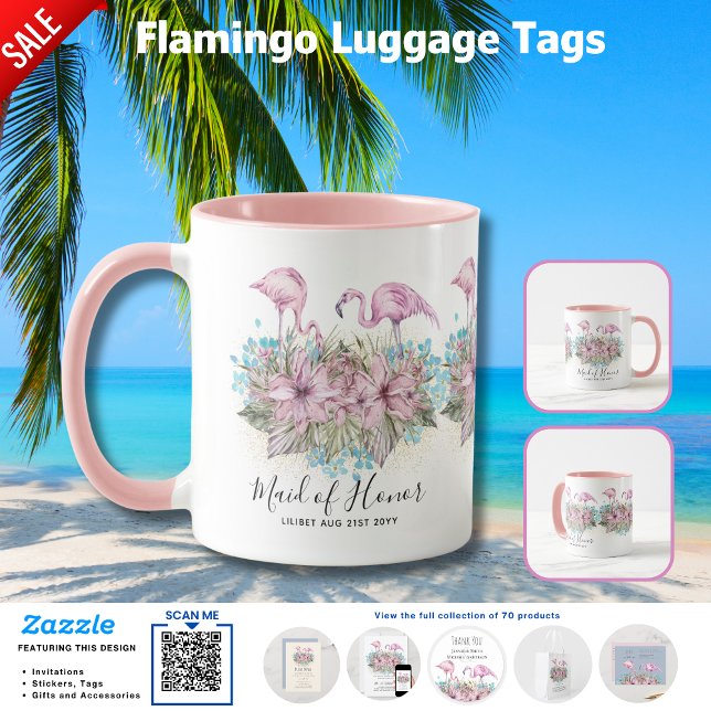 Mug FLAMANTS ROSES de cadeaux de la fête de la mariée (Créateur téléchargé)