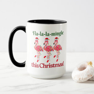 Mug Flamants roses de Noël à Santa Hats Festivals Lumi