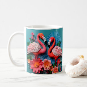 Mug Flamants roses rose 3D à l'apparence imprimée