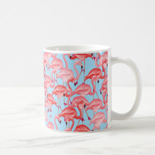 Mug Flamants roses roses lumineux sur le bleu