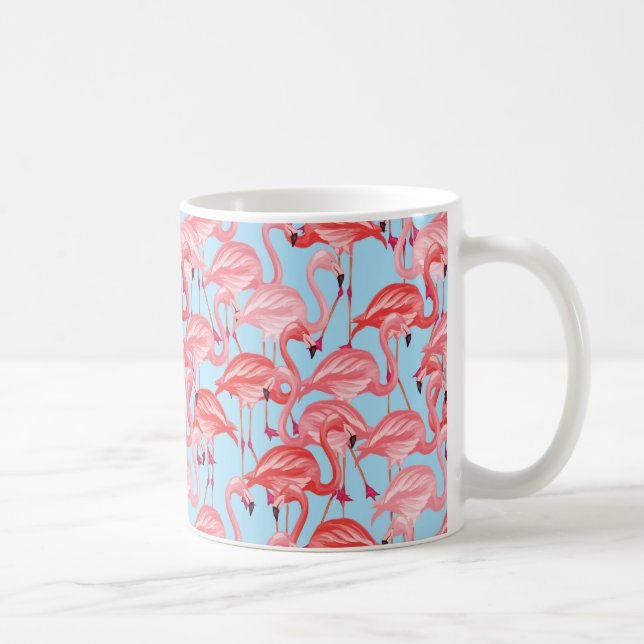 Mug Flamants roses roses lumineux sur le bleu (Droite)