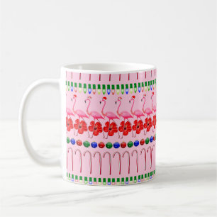 Mug Flamants roses roses tropicaux de Noël moches sur
