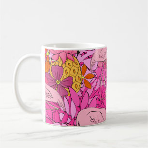 Mug Flamants roses sur un arrière - plan de feuilles t