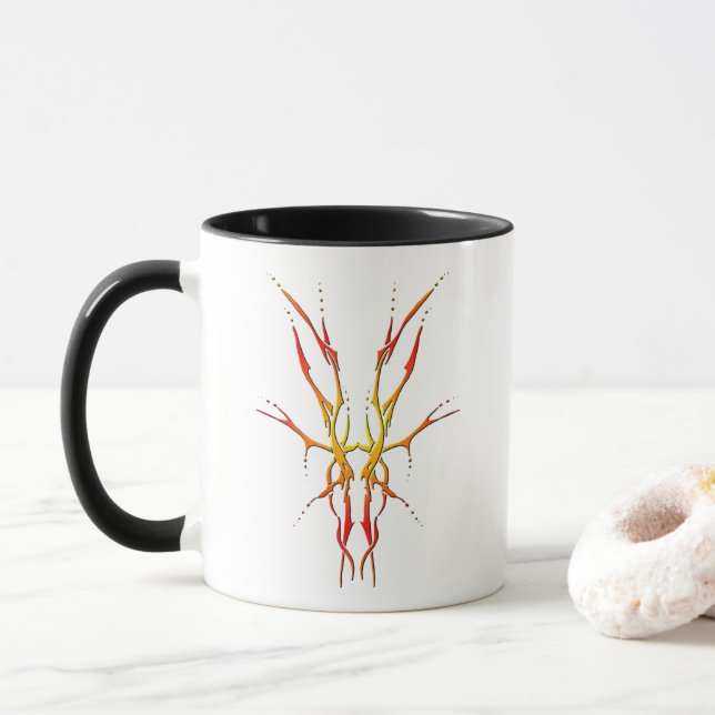 Mug Flame Tribal Deer Skull Hunting Design (Avec donut)