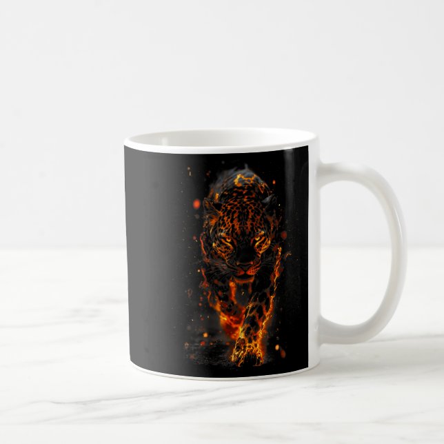 Mug Flaming Jaguar Fierce Leopard Wild Fire Animal Sri (Droite)