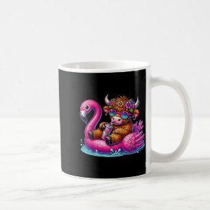 Mug Flamingo de vache highlandée flotte été plage d'Ha