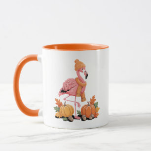 Mug Flamingo Mignon Chapeau Écharpe Citrouilles d'Auto