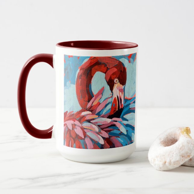 Mug Flamingo Painting - Gift for Flamingo Lovers (Avec donut)