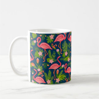 Mug Flamingo rose sur un dos rayé turquoise