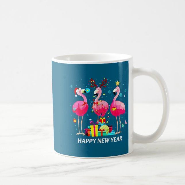Mug Flamingo Santa Hat Happy New Year Light Long Sleev (Droite)