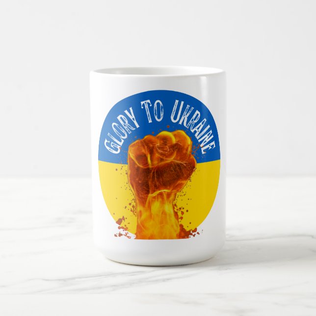 Mug Flamme La résistance au drapeau ukrainien (Centre)