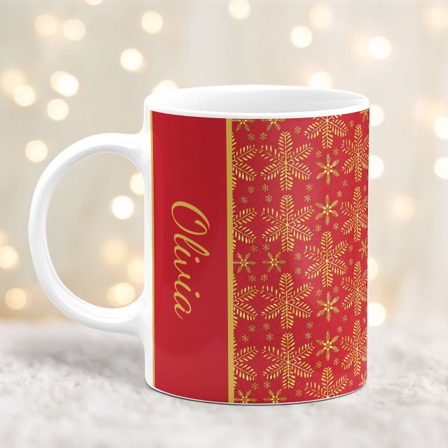 Mug Flammes de neige rouges et dorées Musique de Noël  (Créateur téléchargé)