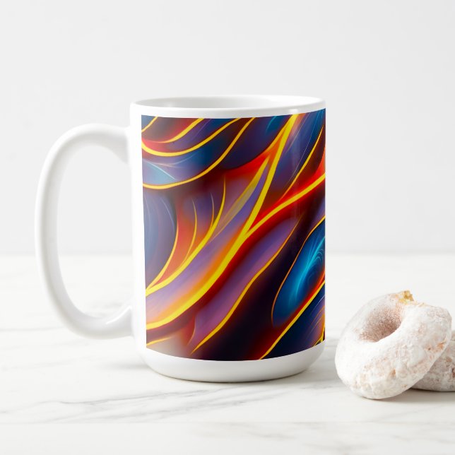 Mug Flammes rouges bleues Abstraites (Avec donut)