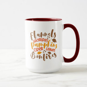 Mug Flannels Hay Rides Citrouille cidre Feuilles Bonfi