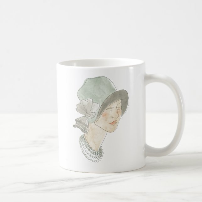 Mug Flapper Fashion Sketch - Femme avec Casquette (Droite)