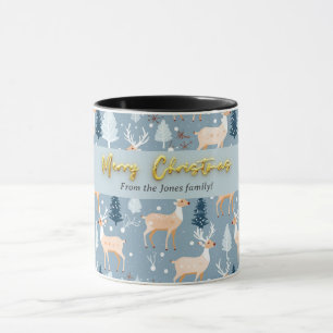 Mug Fléau de neige moderne de renne élégant Pastel Blu
