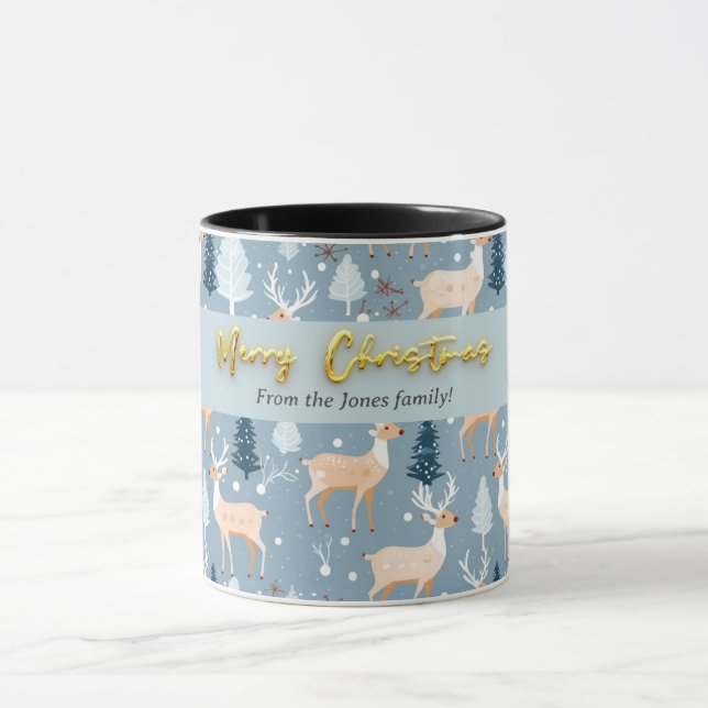 Mug Fléau de neige moderne de renne élégant Pastel Blu (Centre)