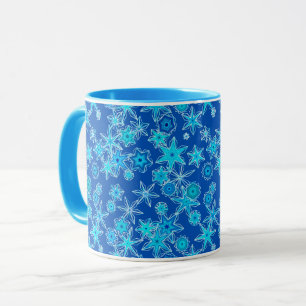 Mug Flèches de neige géométriques modernes, bleu saphi