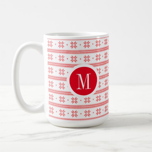Mug Flèches de neige rouges et blanches de Noël Géomét (Gauche)