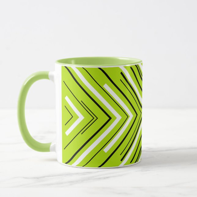 Mug Flèches en vert citron, noir et blanc (Gauche)