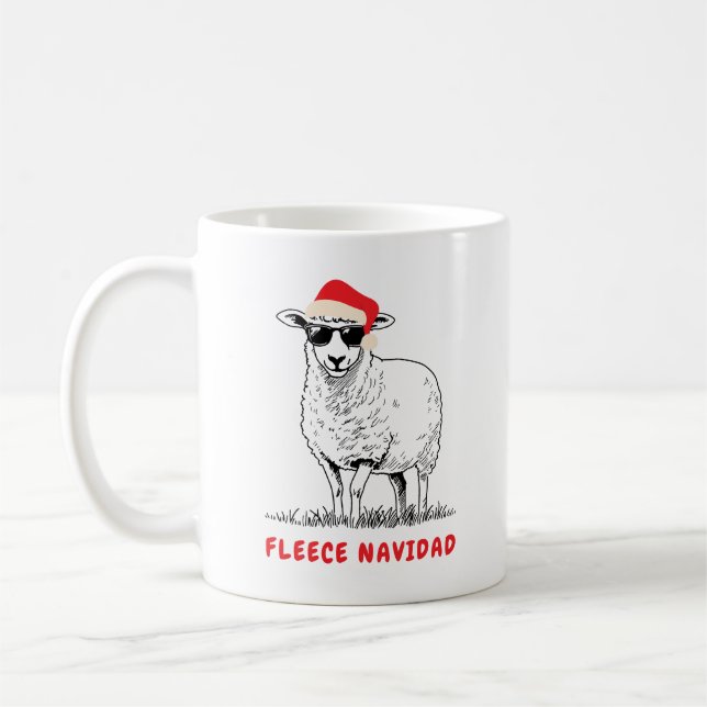 Mug Fleece Navidad Sheep dans les lunettes de soleil (Gauche)