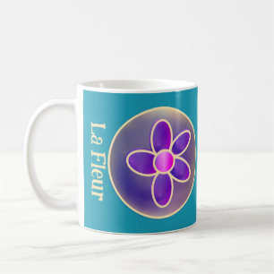 Mug Fleur Abstrait violet Turquoise rose chaud