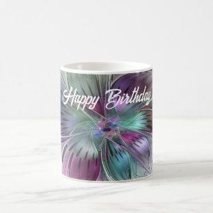 Mug Fleur Abstraite colorée Art moderne floral fractal