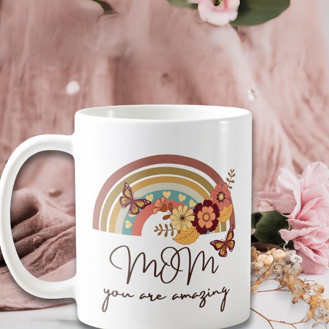 Mug Fleur Arc-En-Ciel Moderne Rétro, MOM Vous Êtes Ext (Créateur téléchargé)