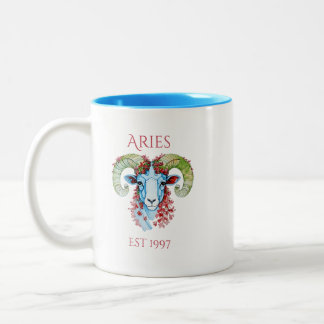 Mug Fleur Aries Année Personnalisée Deux Tons