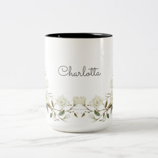 Mug Fleur Blanche Personnalisé, Nom Personnalisé É