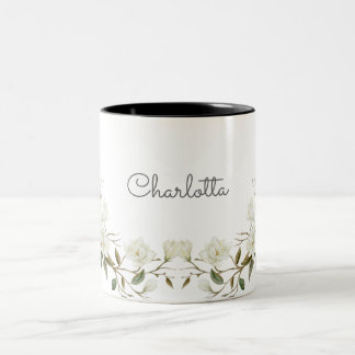 Mug Fleur Blanche Personnalisé, Nom Personnalisé É
