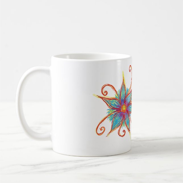Mug Fleur bleue Mandala Personnalisé (Gauche)