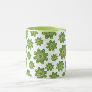 Mug Fleur bohémienne esthétique Nom géométrique Vert