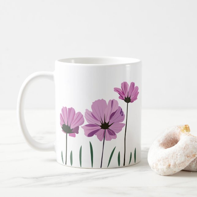 Mug Fleur Cosmos Violet Fleur Rose (Avec donut)