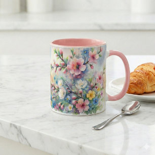 Mug Fleur d'aquarelle Cottagecore sous la pluie printa
