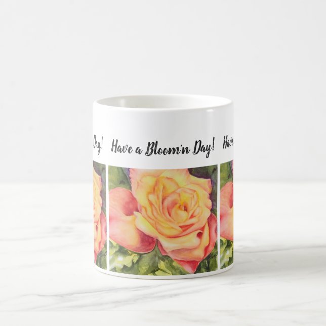 Mug Fleur d'aquarelle Rose Jaune et Pêche (Centre)