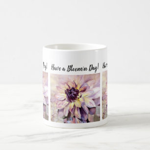 Mug Fleur d'aquarelle violet jaune Dahlia
