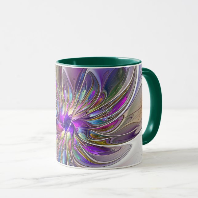 Mug Fleur d'art Abstrait, énergique et coloré (Devant droit)
