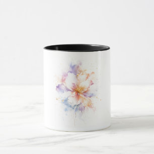 Mug Fleur de aquarelle pastel avec accents dorés Art