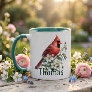 Mug Fleur de cardinal en aquarelle personnalisée