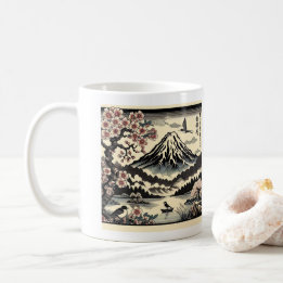 Mug Fleur de cerisier en bloc de bois japonais Soleil