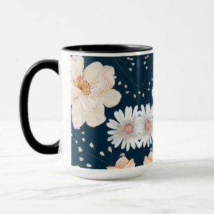 Mug Fleur de couleur claire avec fond d'océan sombre