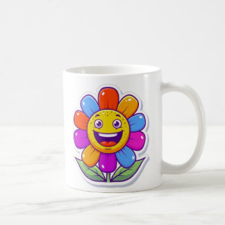 Mug fleur de dessin animé adorable et souriant