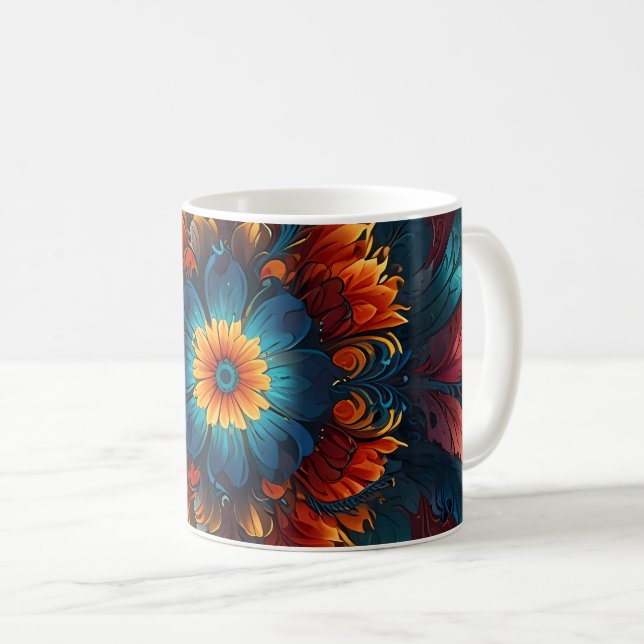 Mug fleur de feu kaléidoscope en fleur (Devant droit)