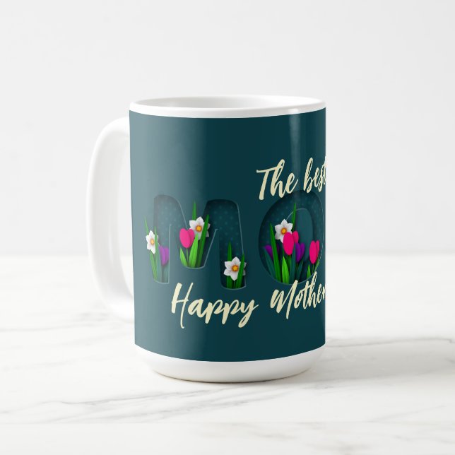 Mug Fleur de la Fête des Mères à thème élégant (Devant gauche)
