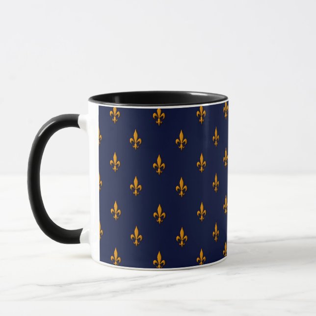 Mug Fleur-De-Lis - Bleu marine et or (Gauche)