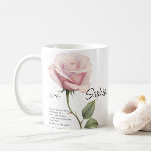 Mug Fleur de mois de naissance personnalisée de juin,